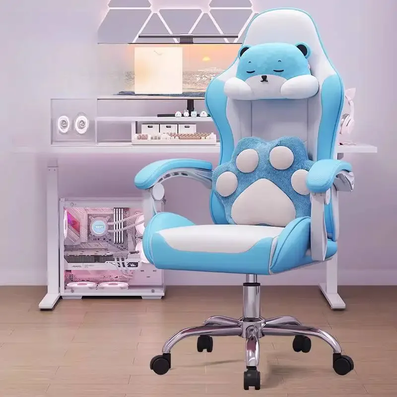 

Black Massager Office Chair Control Tilt Headrest Wheels White Computer Chair Swivel Relaxing Chaise Bureau Office Furniture