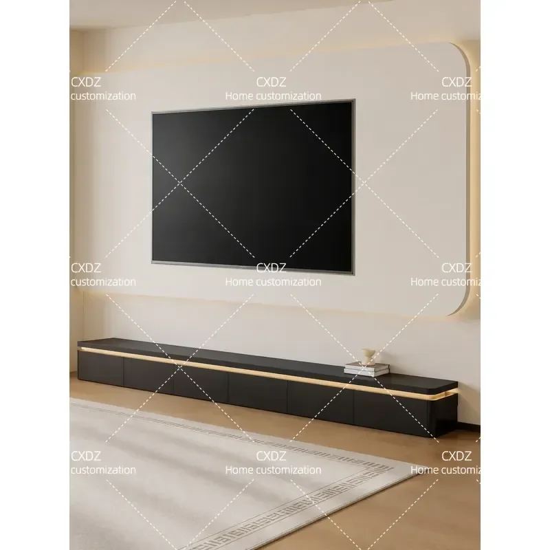 Floor to Ceiling TV Cabinet Living Room Home Black Floor Storage Unit Simple Design 26 Models Customizable