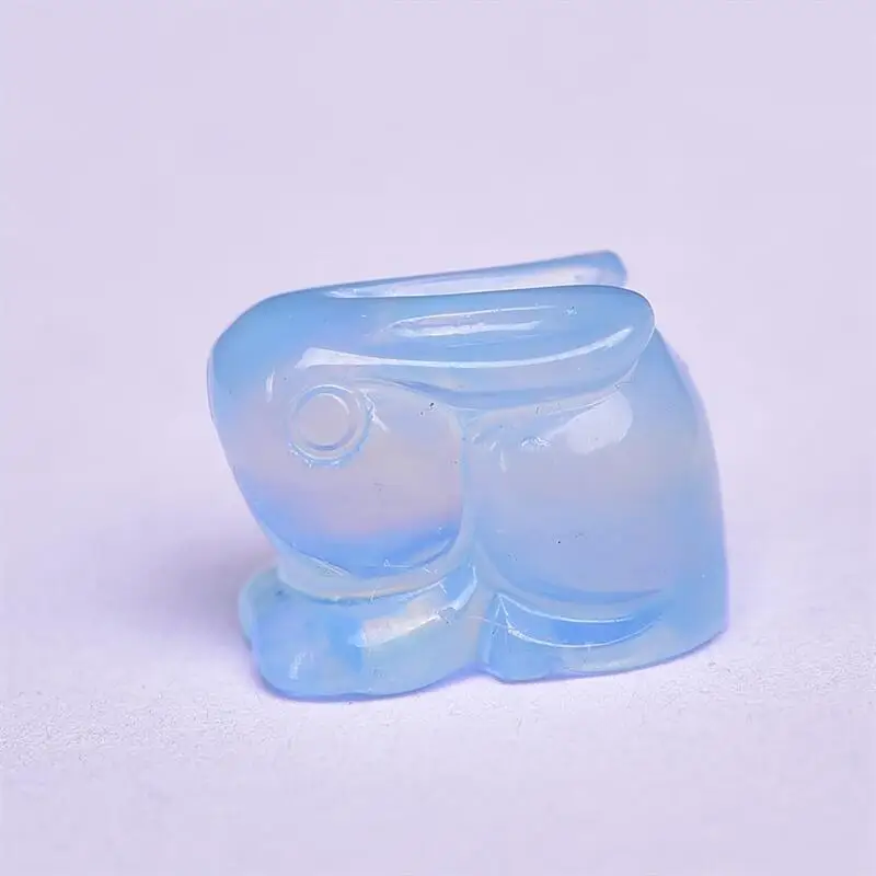 

2PCS Natural Aquamarine Rabbit Carving Healing Gemstone Carved Figurine Gift Fashion Jewelry For Women Gift 12MM