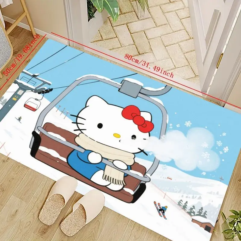 

1 шт. Sanrio Hello Kitty Ski Lift Winter Wonderland мультяшный напольный коврик для гостиной, украшение для домашнего дивана, милый кавайный лыжный Adv