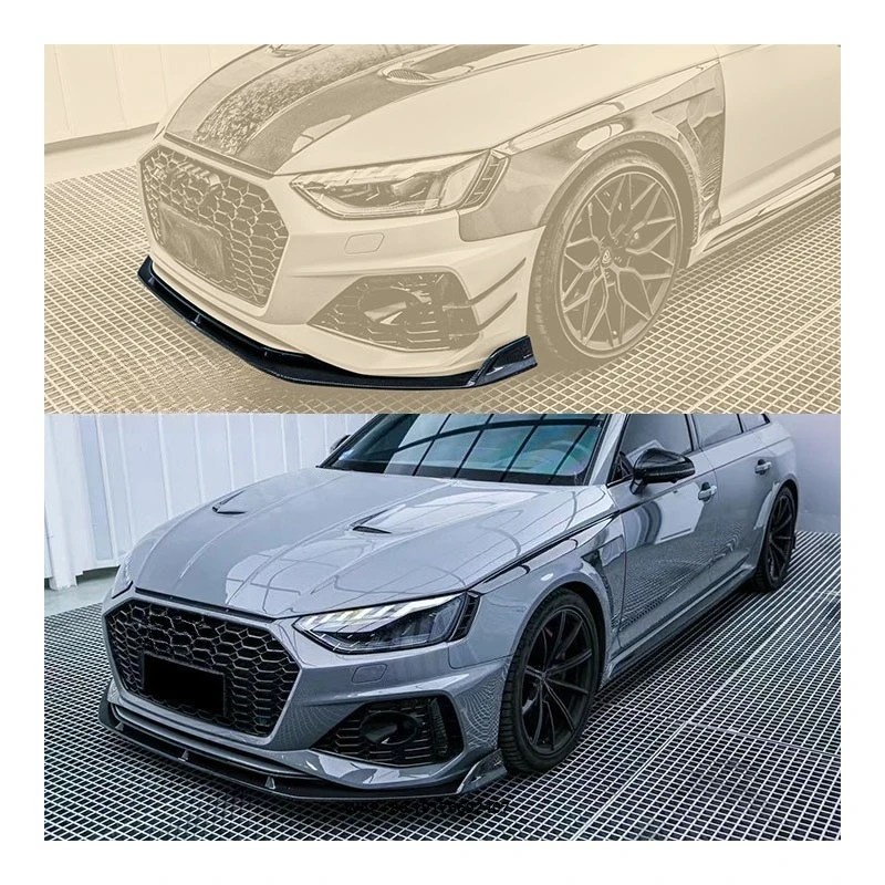 Yaochi جديد لـ Audi RS4 B9.5 مصد الشفة الأمامية من ألياف الكربون مع فتحات العادم الترباس على الإعداد العالمي 2017-2024 #1