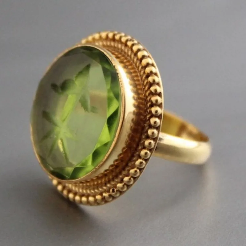 Vintage Green Stone Ring Anniversary Gift for Her Christmas & Party Daily Wear & Celebration Jewelry Festive Elegant Accessory