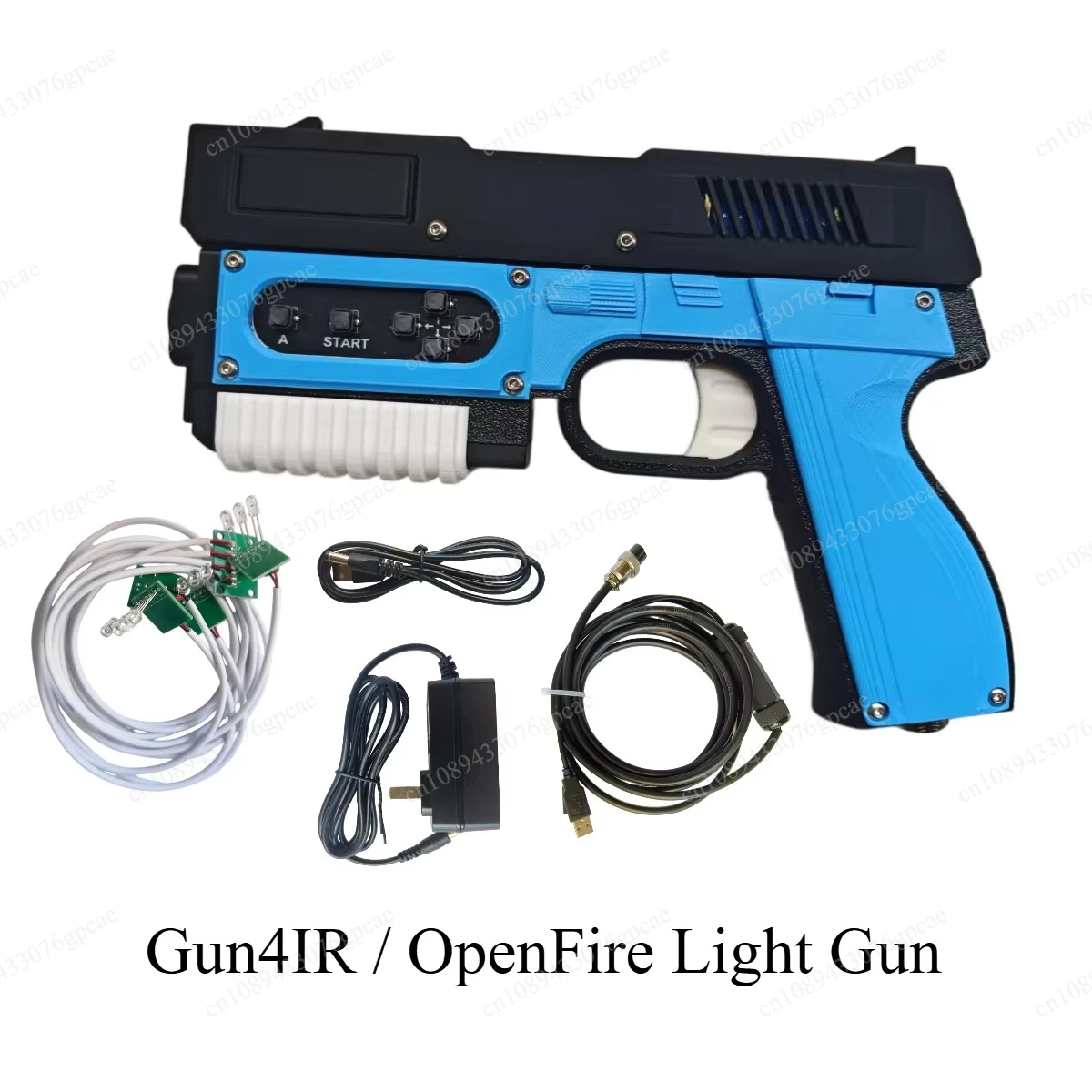 NEW OpenFire / Gun4IR Light Gun Set Shooting game controller for PC Games–Recoil, USB + IR Sensor + Power Adapter – Black / Blue