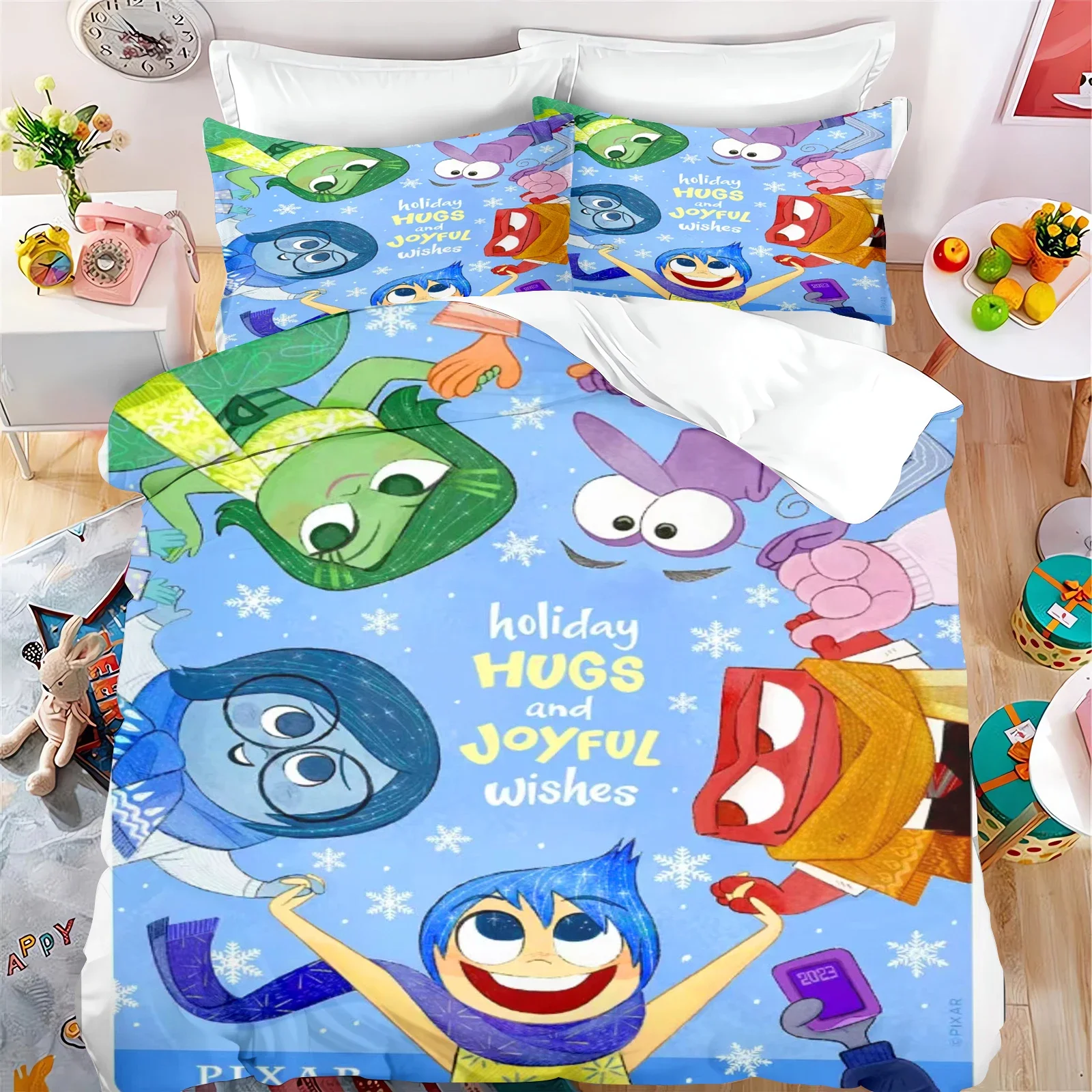 

Inside Out Cartoon Quilt Cover 100% Polyester Cute Printed Soft Bedding Custom Made Home Baby Bedroom Comforter Children Gift