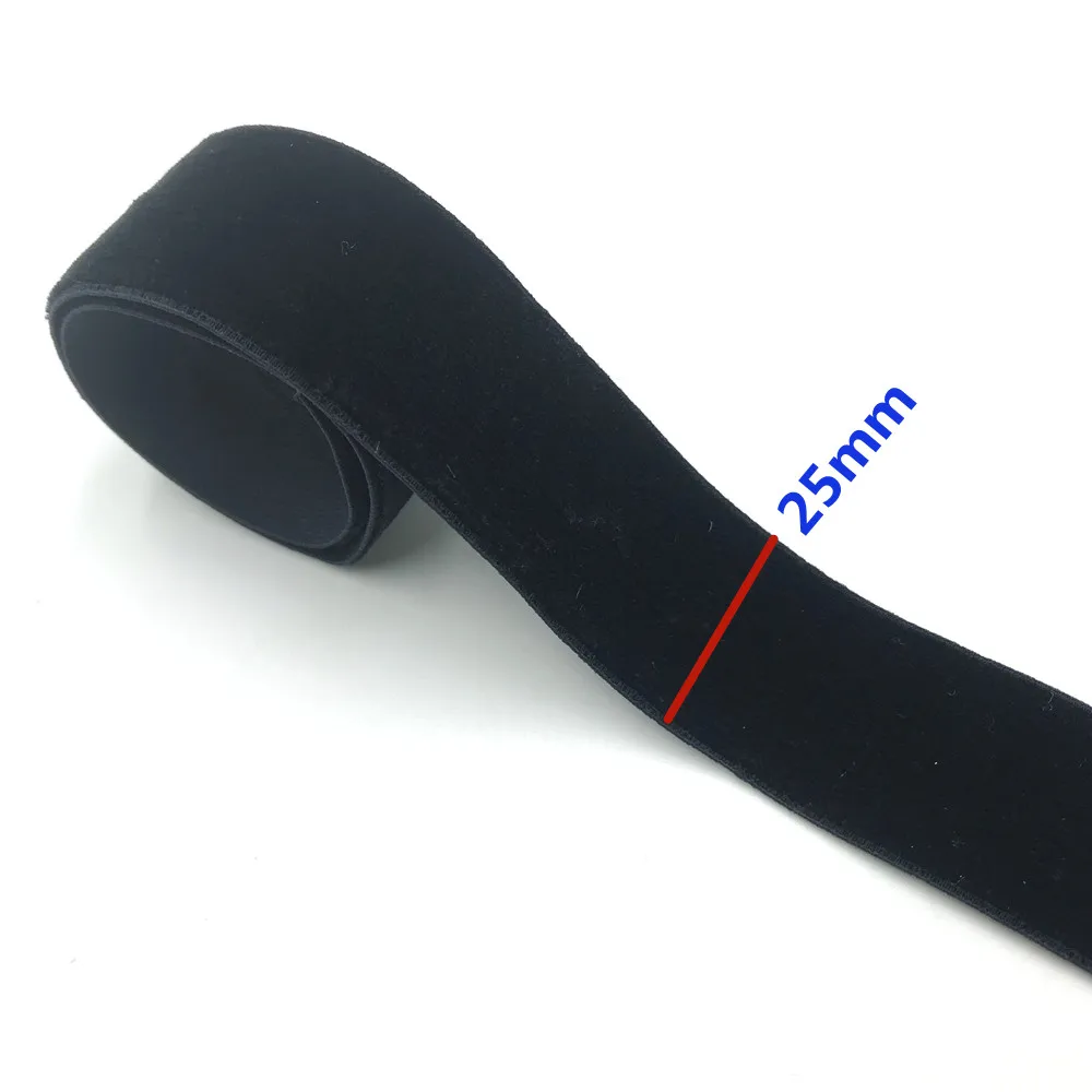 2 Yard 20mm 30mm 38mm 50mm Schwarzes Elastisches Samtband Einseitig Velours-Gurtband für Stirnbänder Bekleidung Nähzubehör – Detail 8