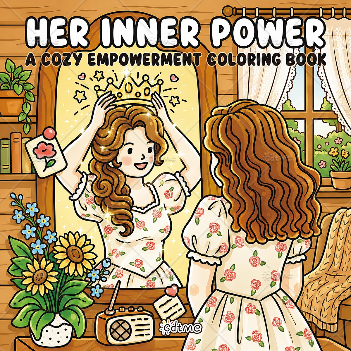 Her Inner Power Coloring Book, Cozy Self Love Empowerment Scenes, Large Print Coloring Pages for Women Stress Relief & Self Care