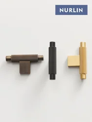 Nurlin New Solid Brass Knurling Brushed Cross Brass Cabinet Knob Cupboards T-bar Wall Coat Hat Hooks Gold Black