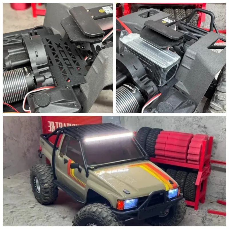 For Axial 1/10 SCX10 III 1987 Toyota SR5 RC Crawler Metal Front Battery Tray & Inner Fender , Scale Upgrade Parts Accessories