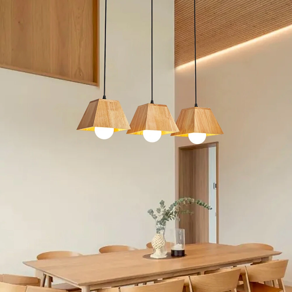 

Solid wood dining room chandelier Nordic log air table bar lamp wood art bedroom headboard