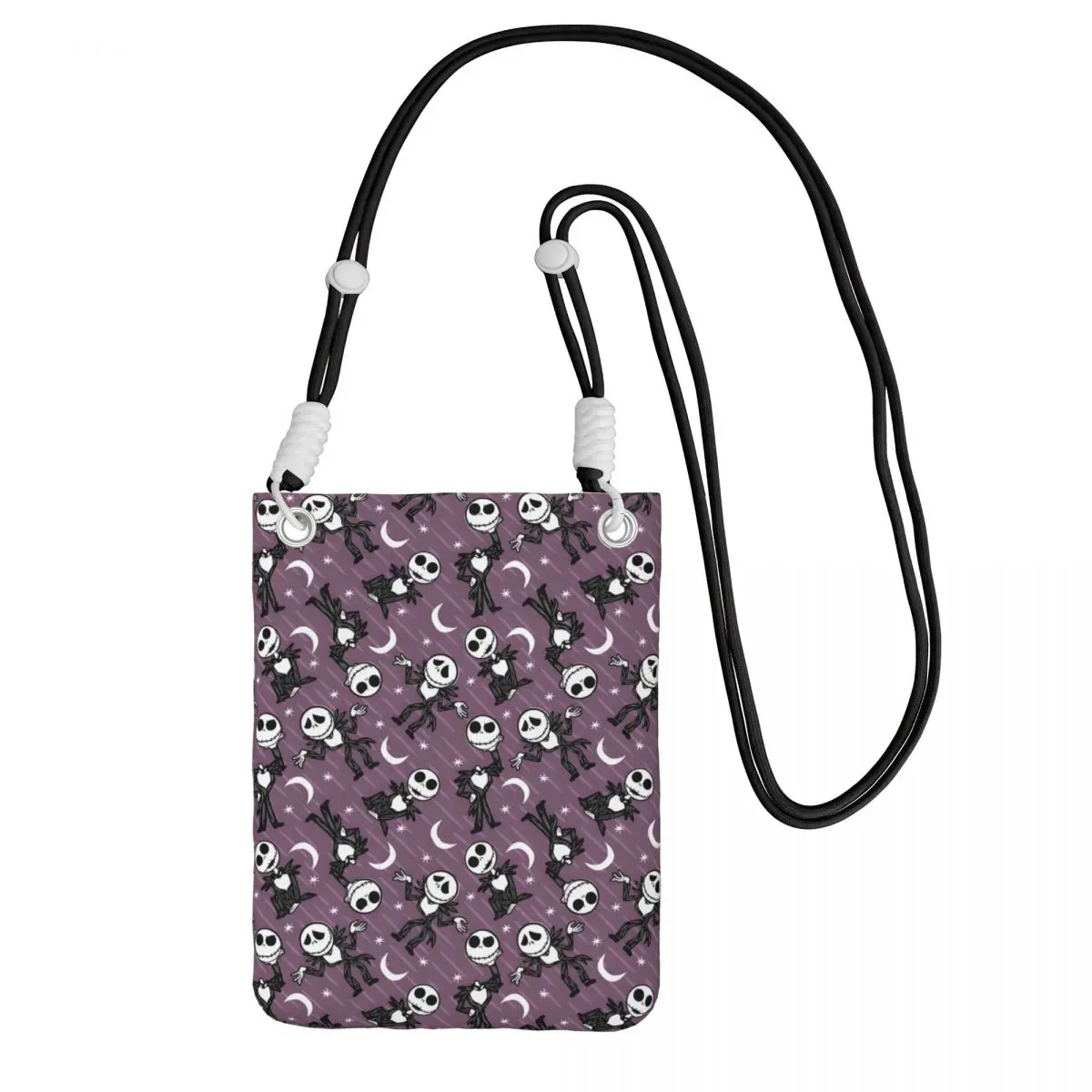 

Custom Casual Jack Skellington Mobile Phone Men Women King of Halloween Town Shoulder Crossbody Bag City Walk Adjustable Length