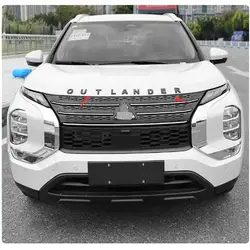 For Mitsubishi Outlander PHEV 2022 2023 ABS Carbon Fiber Front Cover Grill Car Logo Letter Sticker Trim Car Styling
