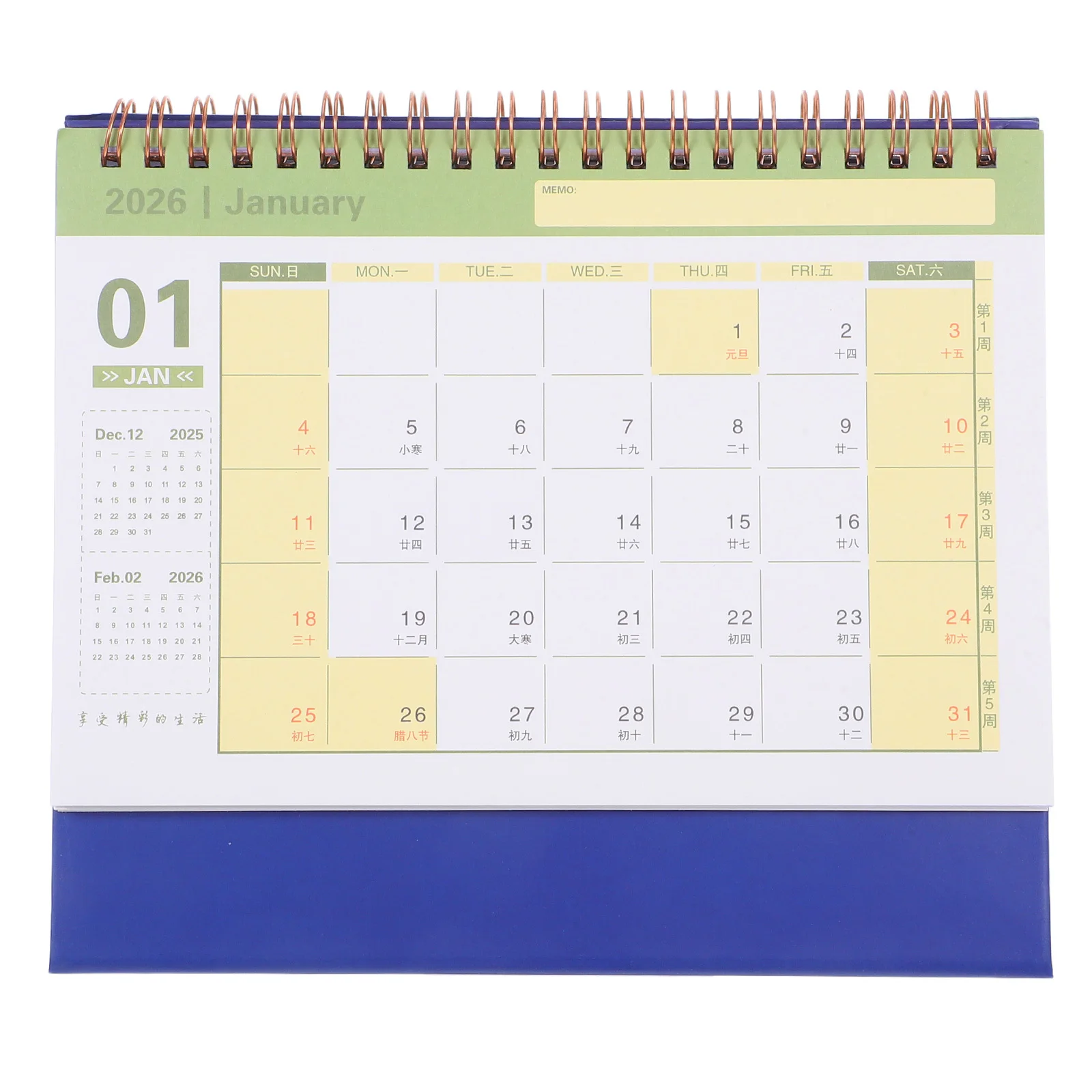 2026 Desktop Flip Calendar with Coil Binding Daily Planner for Office Home Use Minimalist Time Management Tool