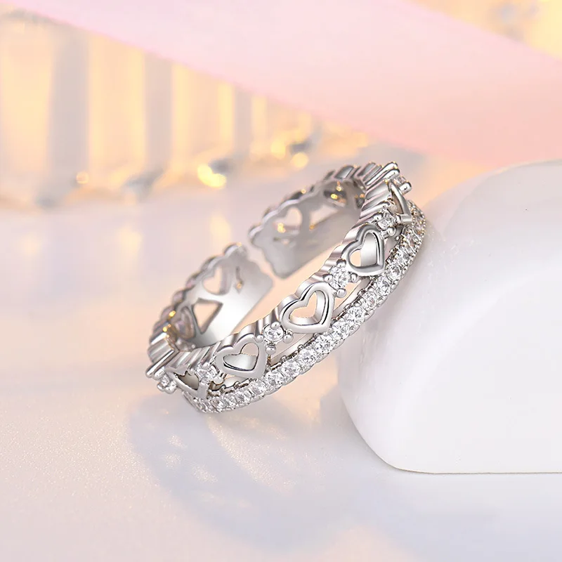 Neuer Moissanit-Ring aus 925er-Sterlingsilber, modisches Herz für Frauen, luxuriöser klassischer Hochzeitsschmuck, Verlobungsring, Party-Geschenke