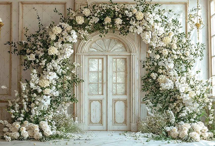 Mehofond التصوير خلفية الربيع الأبيض قوس الزهور الكبار الأمومة صورة حفلة عيد ميلاد ديكور خلفية استوديو الصور