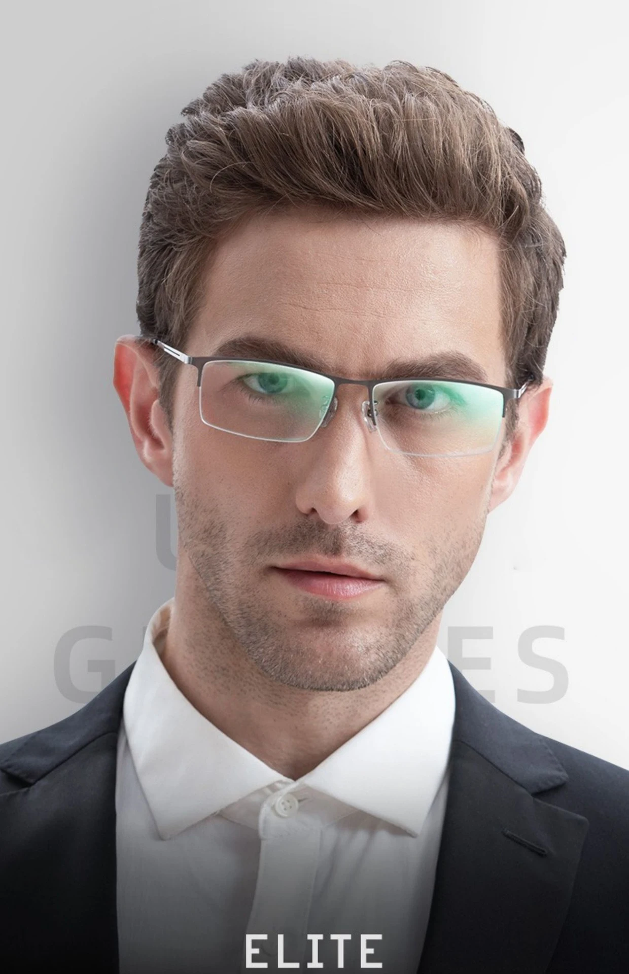Neue Mode Luxus Business Brille ultraleichte Legierung Brillen Half-Frame große Größe Herren optische Brille 990070 – Detail 3