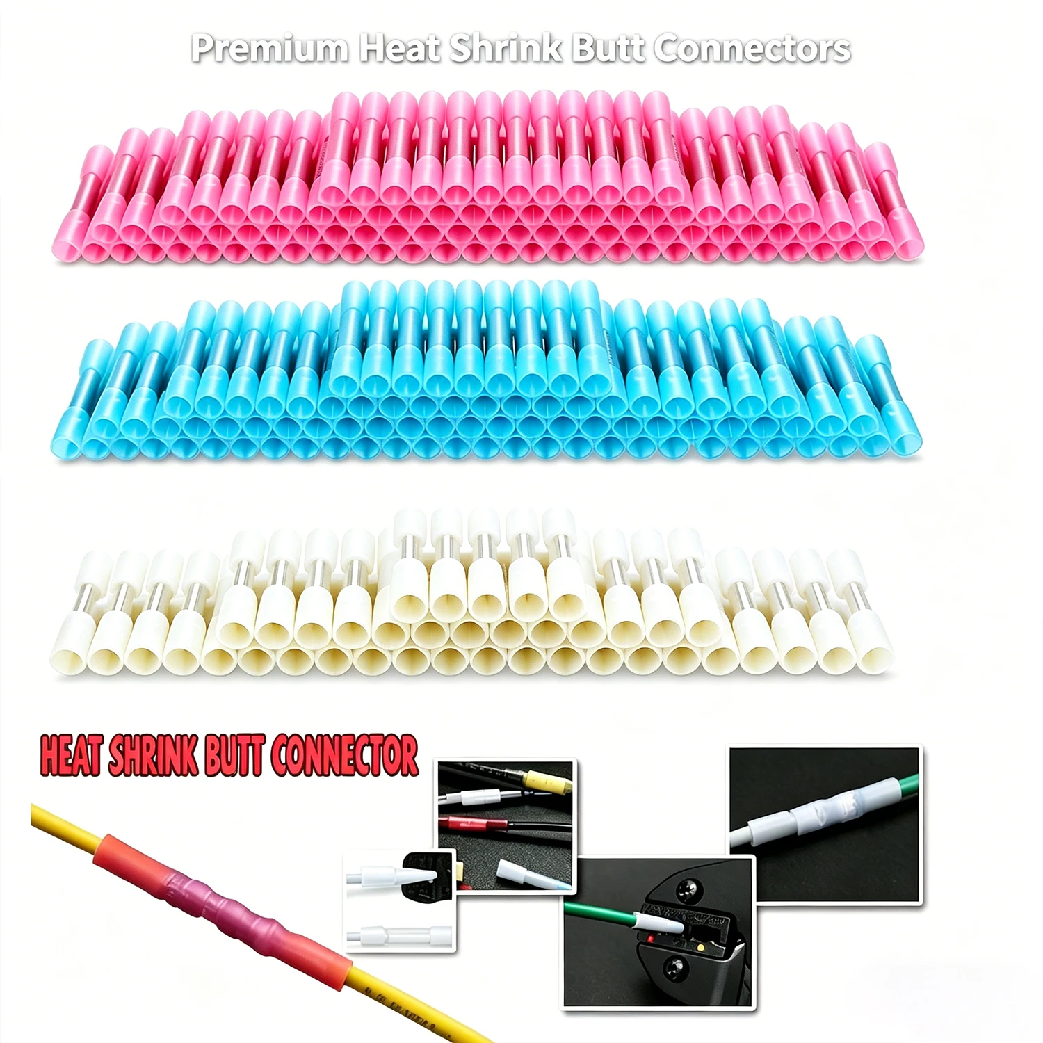 Waterproof Heat Shrink Butt Connectors Kit Electrical Wire Splice Crimp Terminals Sealed Insulated Cable Connector Box 80/350PCS