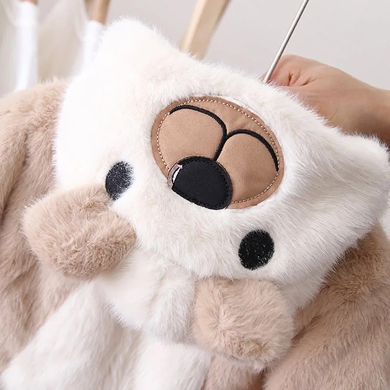 Cute Bear Plush Baby Jacket New Autumn Winter Thicken Warm Baby Boy Coat Hooded Children Ouertwear 1-6 Year Toddler Girl Clothes