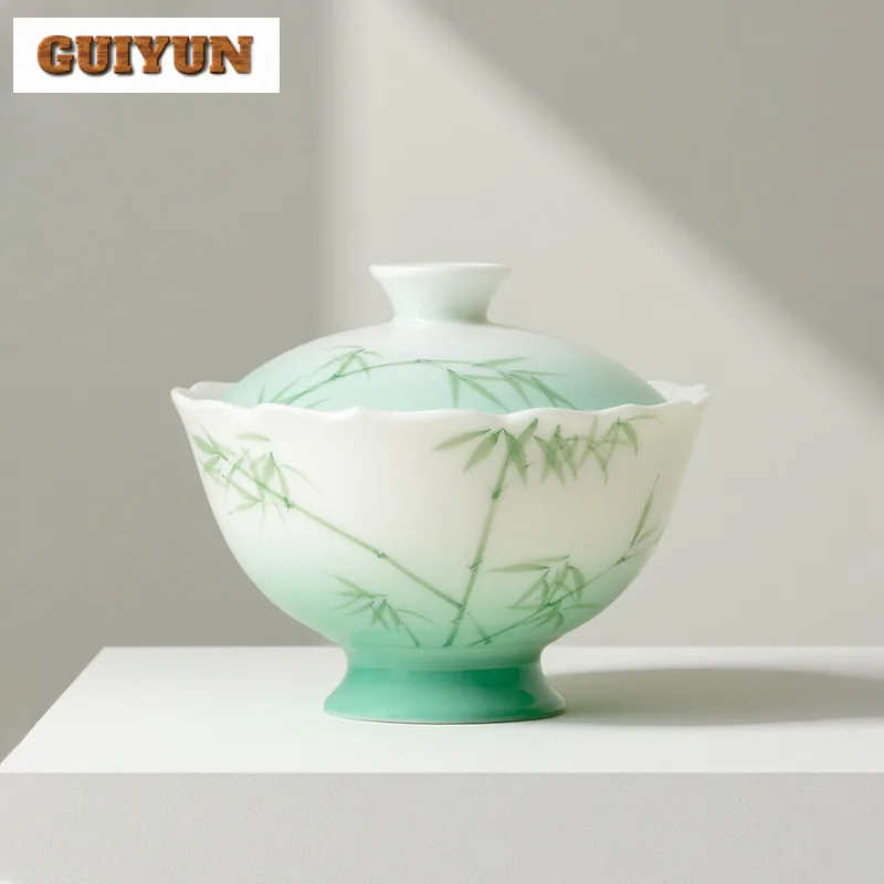 

130 мл ручная роспись бамбукового чайного сустава Gaiwan Boutique, чайная миска с крышкой, комплект чайника, крышка, миска, аксессуары для ча, украшение, ремесло