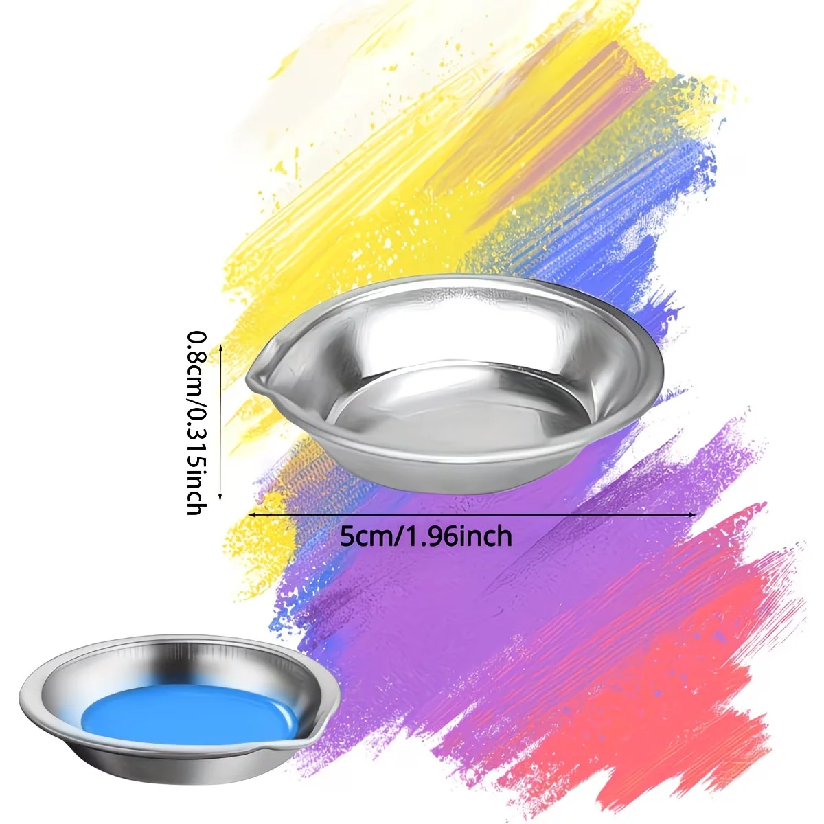 6-Pack Mini Round Stainless Steel Palette, Metal Paint Mixing Tray for Watercolor, Pigments & Airbrush Paint