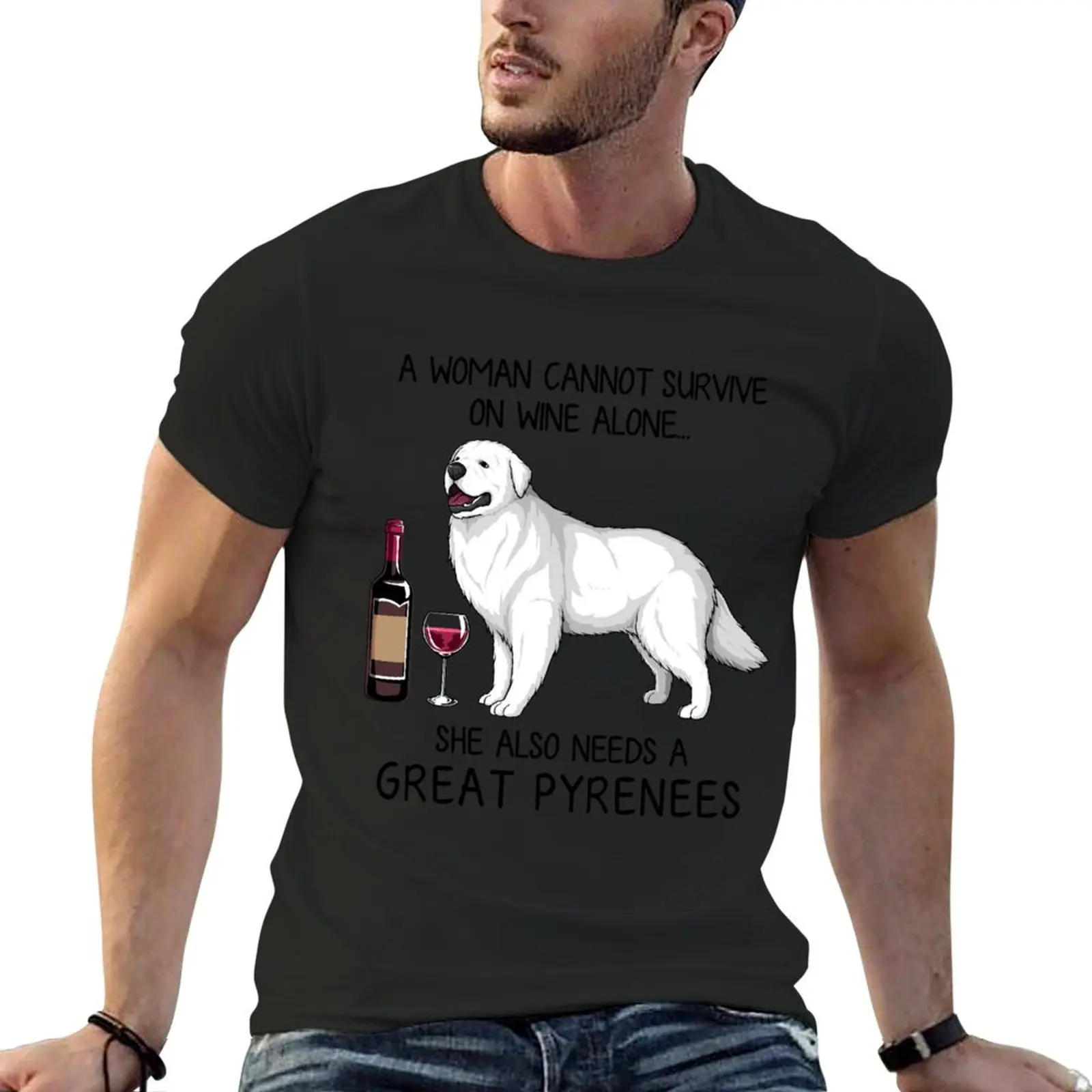 

Great Pyrenees and wine Funny gift for dog mom T-Shirt cute clothes shirts graphic tees boys animal print mens fashion