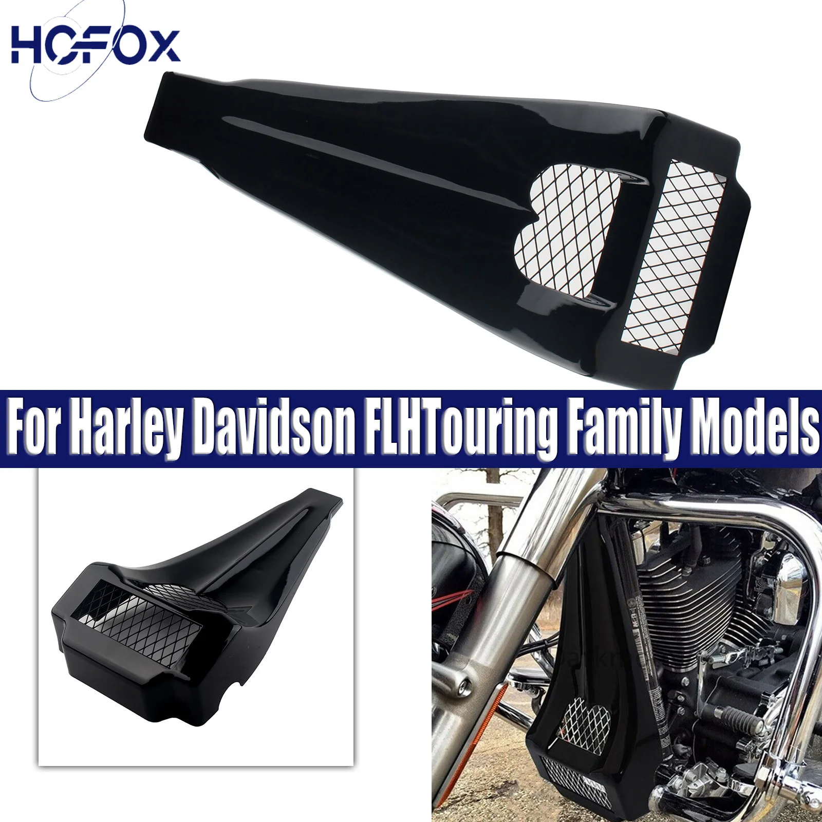 

For Harley Davidson FLHTouring Family Models Motorcycle Front Fairing Radiator Cover Chin Spoiler Stretched