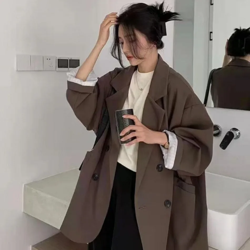 Neue Frühling-Herbst-Damen-Blazer, lockere Passform, koreanische Mode, Vintage-Blazer, Anzugjacke, elegante Damenmäntel, Streetwear, Damenbekleidung – Detail 1