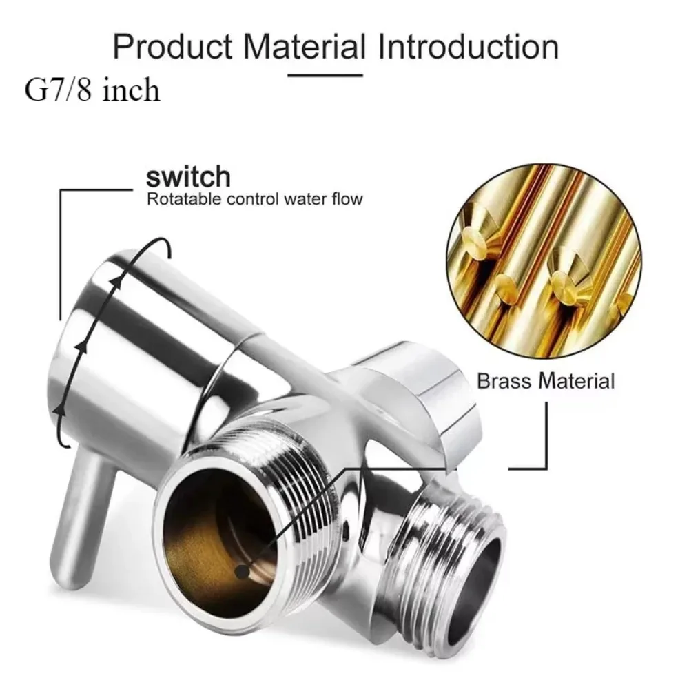 النحاس G1/2 بوصة T-محول 3-Way صمام تحويل الحمام دش صنبور موصل #6