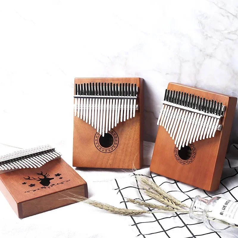 20/21 Keys Kalimba Thumb Piano Quality Acacia Wood Body Musical Instruments Reindeer Hexagram Kalimba Piano Christmas Gift