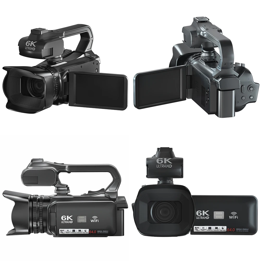 6K Digital Video Camera 4inch Touch Screen Camera Recorder 64MP WIFI Recording Camcorder 18x Digital Zoom Night Vision