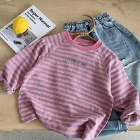 BELLBELL Kids Boys Long Sleeves Autumn Letter Printed Infant Babys Boys Striped T-shirts Casual Toddler Little Boy Pullovers Top 2