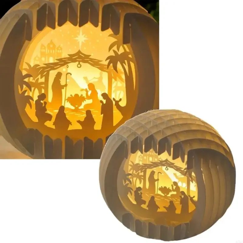 Light Up First Christmas Story Decoration Nativity Set for Indoor Home Tabletop Decors Nativity Scene with LED Light Y5GB