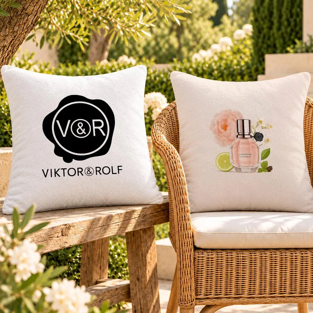 Brand Fragrance Viktor & Rolf Cushion Cover Soft Plush Throw Pillow Cover Washable Sofa Bed Patio Chair Home Decor