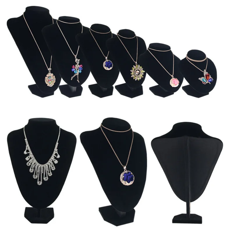 

Velvet Jewelry Display Stand Black Mannequin Organizer Rack Necklace Pendant Accessory Display Rack Jewelry Retro Storage Rack