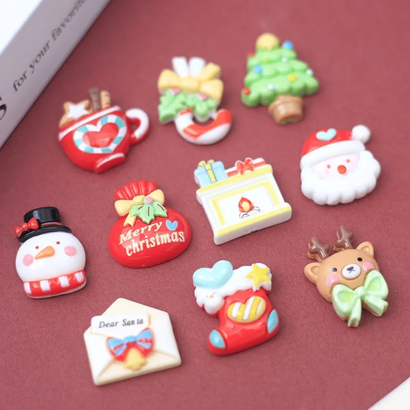 10 Pcs New Cute Cartoon Christmas Little Deer Candy Series Resin Scrapbook Diy Jewelry Children Gift Hairpin Accessories B11