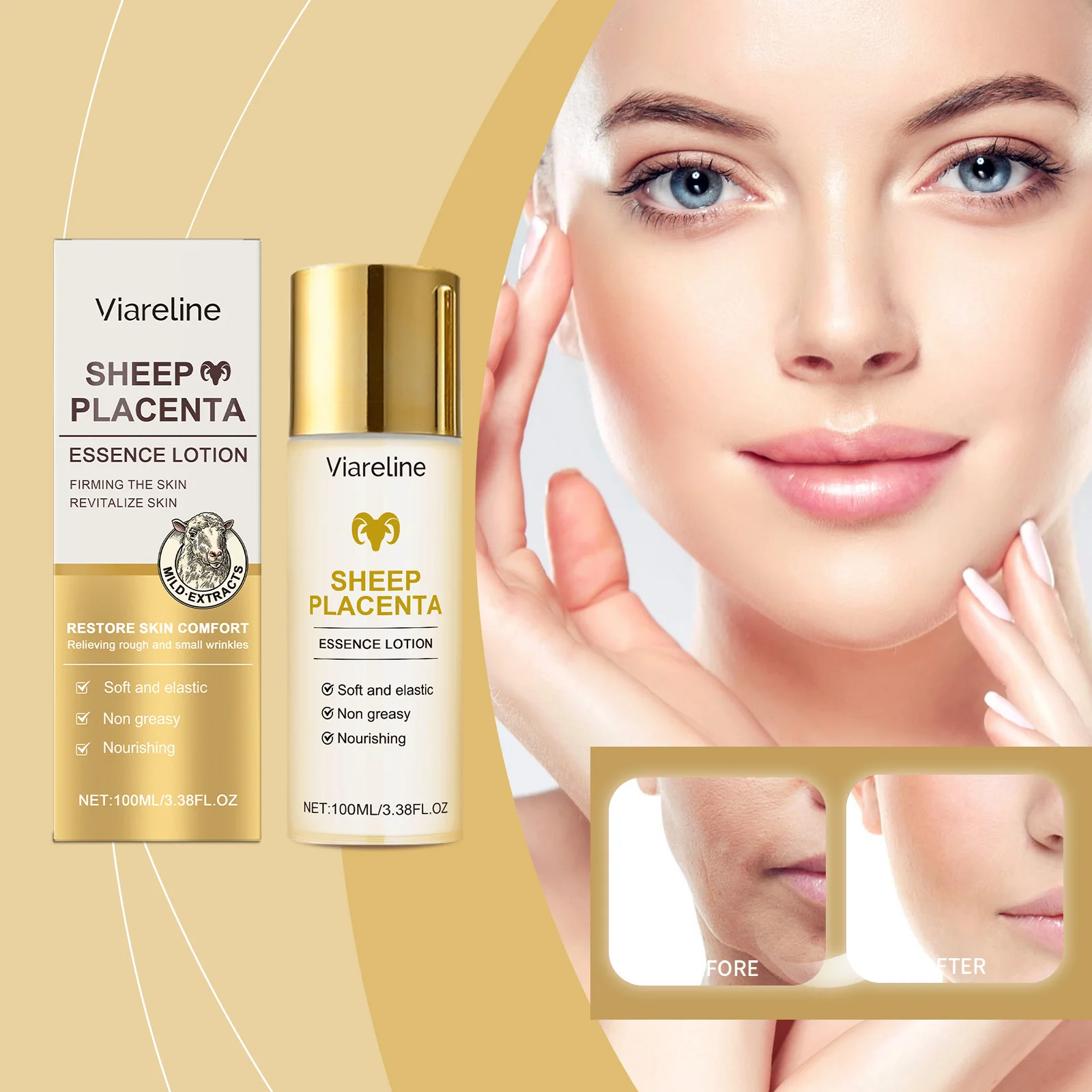 

Viareline Sheep Placenta Care Milk Daily Facial Moisturizing and Hydrating Transparant Skin Care Lotion