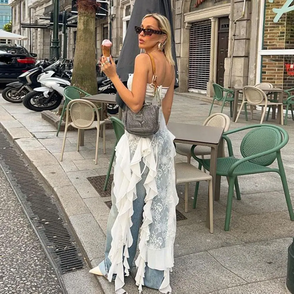 

Новое платье из полиэстера с открытыми плечами, нерегулярное кружевное платье без рукавов, однотонное платье