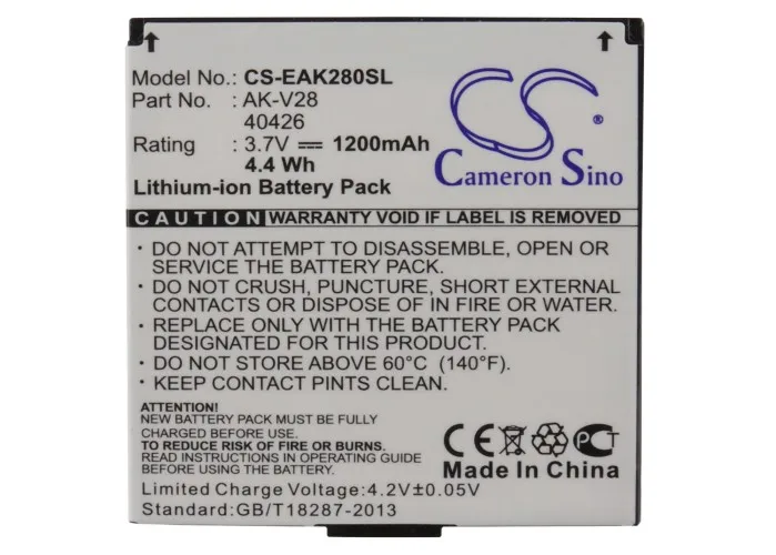 

GreenBatteryPower CameronSino 1200mAh 3.7V 4.44Wh Mobile,SmartPhone Li-ion Battery for Emporia AK-V28, 40426, AK-V29, Talk plus