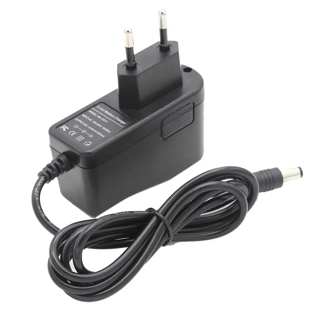 EU Plug 12V Black Power Adapter Portable Wired Light Changed 12.6v 18650 Lithium Battery Charger 1000mA