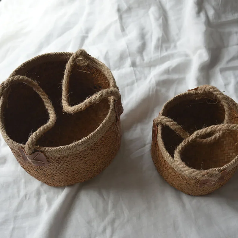 Weaving Basket Carrying Bag Seaweed Bamboo Nordic Vine Woven Grass Woven Flower Basket