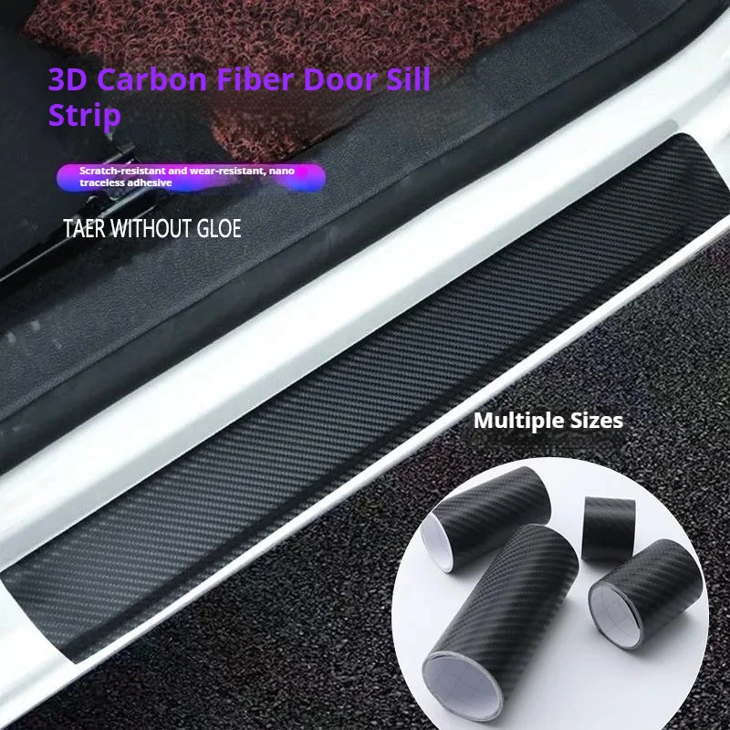 

1-10m 3D Carbon Fiber Sticker Paste Car Threshold Protective Film Anti Scratch Waterproof Matte Black Nano Sticker for Car Body