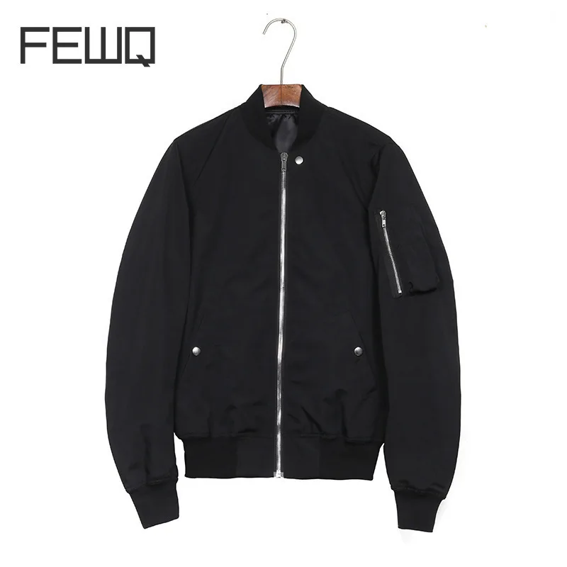 

FEWQ Darkwear Men Coat Baseball Jacket Loose Casual 2024 Solid Color Long Sleeve High Street Male Tops New Fashion 24E5059