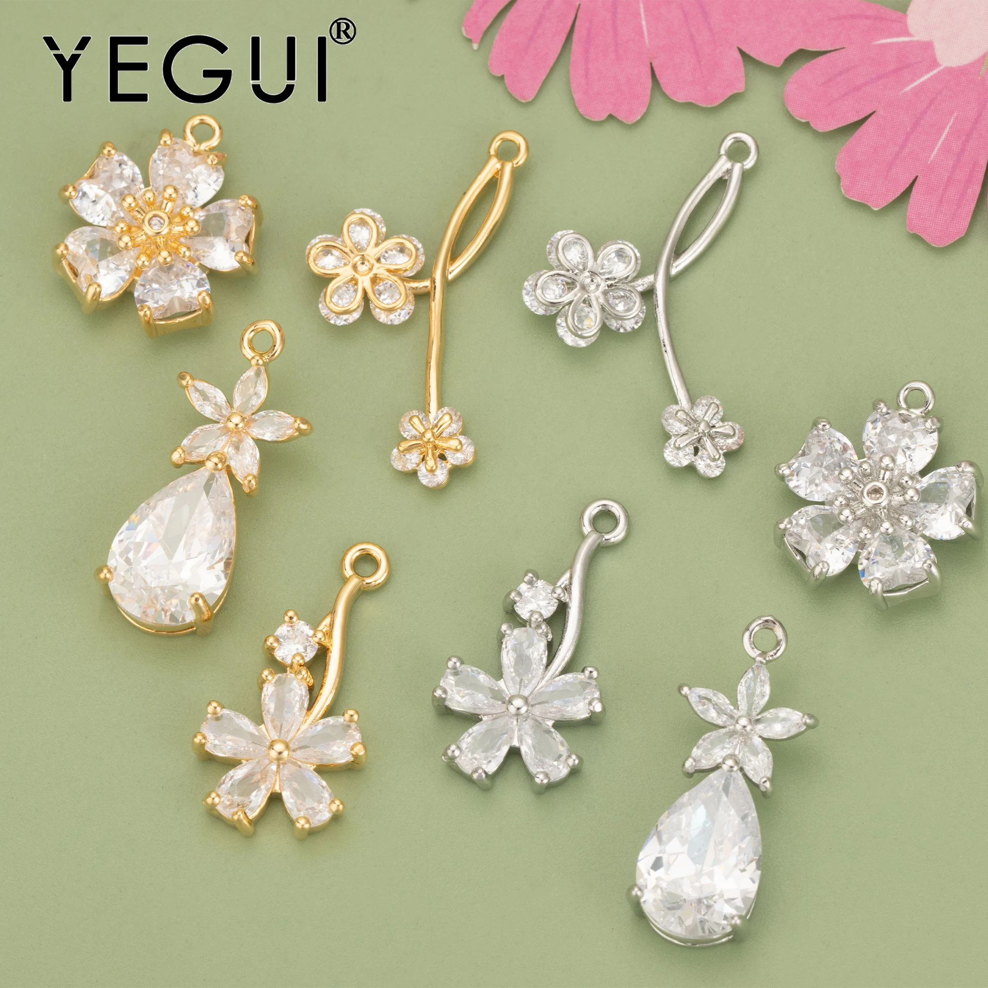 

YEGUI MD18,jewelry accessories,18k gold rhodium plated,nickel free,copper,zircons,charms,diy pendants,jewelry making,6pcs/lot