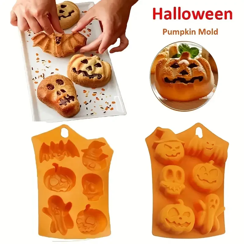 

Halloween Moulds Nonstick Silicone Pumpkin Mold Skull Bat Ghost Shape Chocolate Candy Mold Pudding Cookie Cupcakes Baking Cake