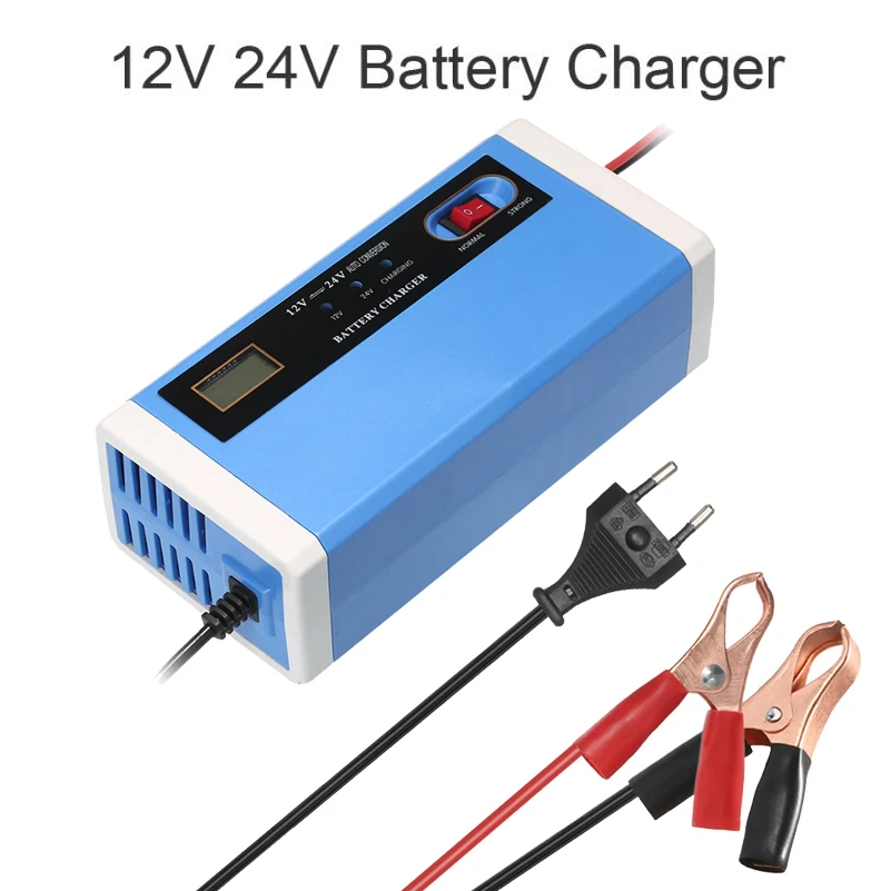 12V 24V 10A Car Charger Auto Truck Power Charging Smart AGM Lead Acid Gel Battery Charger For SLA Battery 70AH 100AH 120AH