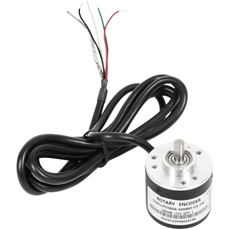 Incremental Optical Rotary Encoder 600P/R Wide Voltage Power Supply DC 5-24V Quadrature LPD3806-600BM-G5-24C