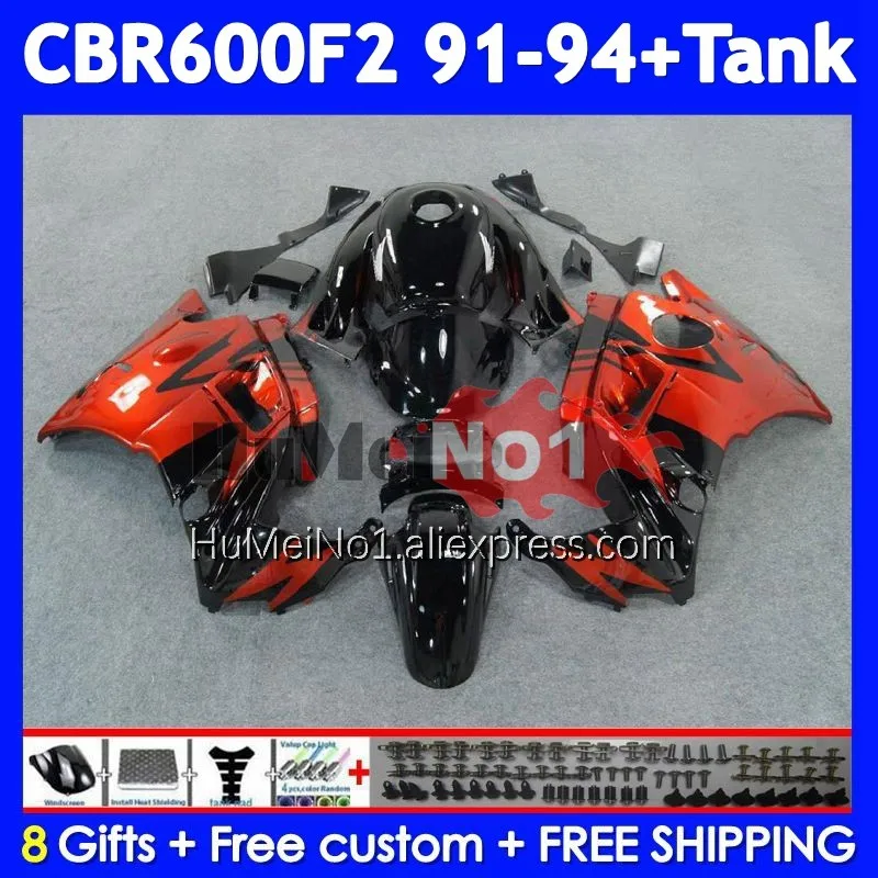 Body+Tank For HONDA CBR 600F2 600 F2 Hot orange CBR600F2 91 92 93 94 37No.39 CBR600FS CBR600 F2 FS 1991 1992 1993 1994 Fairing