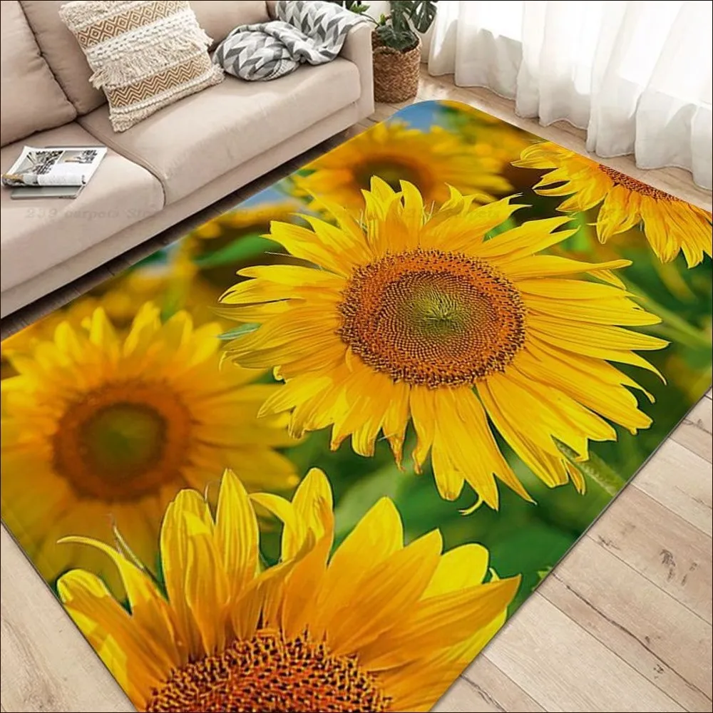 Sunflower Floor Mat Door Mat Washable Non-Slip Living Room Sofa Chairs Area Mat Kitchen Doormat Area Rug