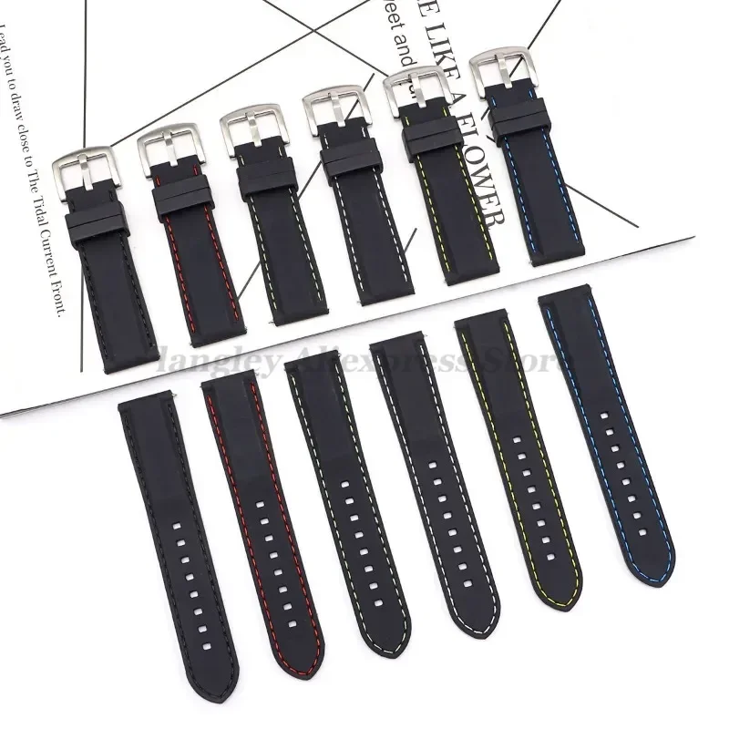 Силиконовый ремешок для часов Seiko, 20 мм, 22 мм, 24 мм, 26 мм, водонепроницаемый резиновый ремешок для часов, мужской спортивный универсальный браслет, умный браслет