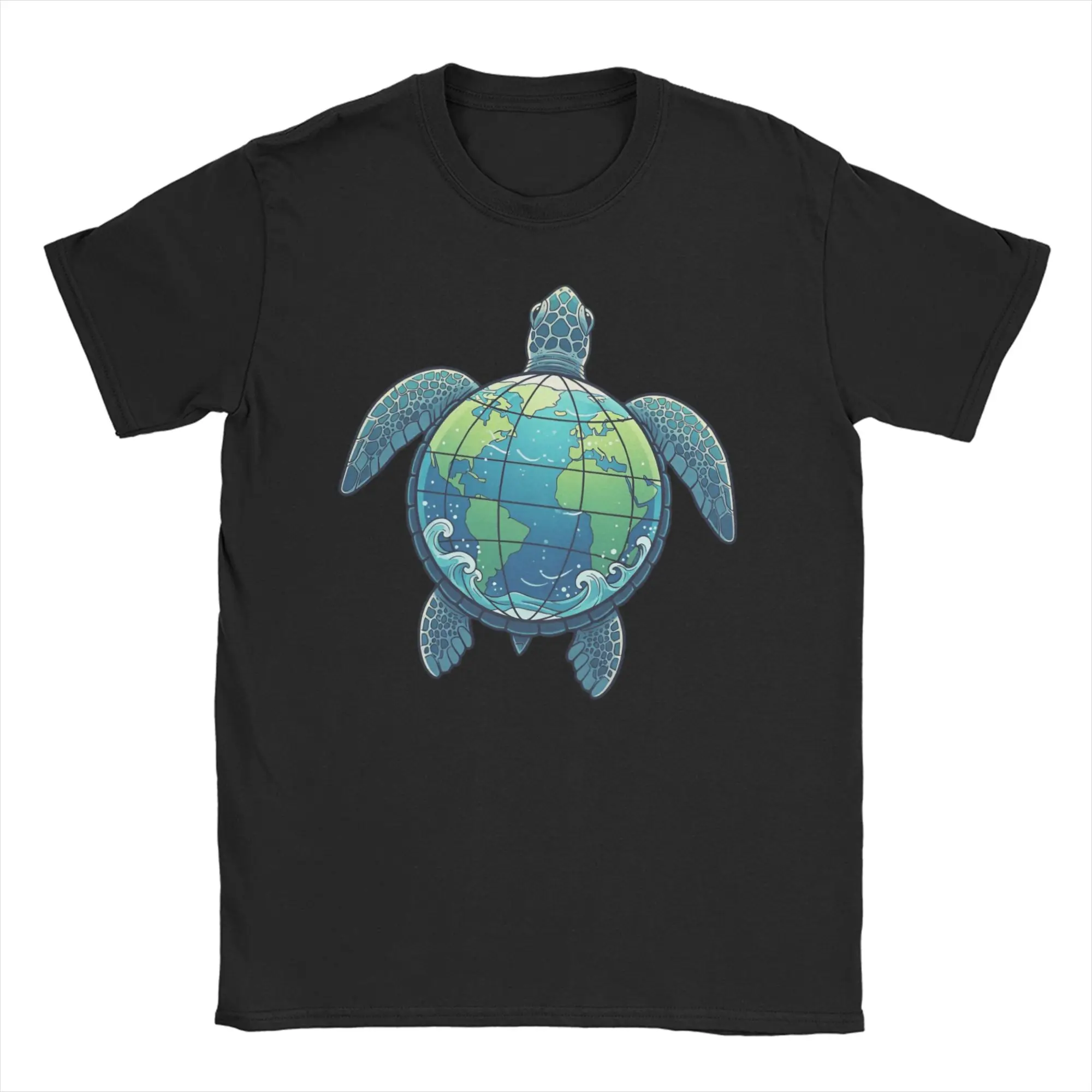 Vintage Funny Earth Day 2026 Save The Earth Sea Turtle T-Shirts Round Neck Cotton T Shirts  Short Sleeve Tees Printed Clothes
