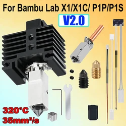 P1P X1C V2 Hotend Kit For Bambu Lab P1S with Nozzle 0.4mm Hardened Steel Brass P1S Hot end Full Kit for Bambulab P1P X1Parts